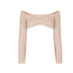 Fendi Crop Knit Sweater i Nude Beige - Elegant strikkejakke for damer -Dame-strikkegensere Salg unnamed file 731