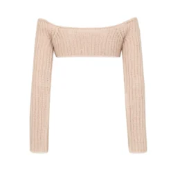Fendi Crop Knit Sweater i Nude Beige - Elegant strikkejakke for damer -Dame-strikkegensere Salg unnamed file 733