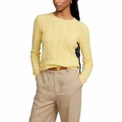 Polo Ralph Lauren Rpl Class Cable Overdeler Knitwear - Gul | Dame Overdeler Strikkejakker & Gensere