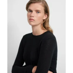 Theory Cashmere Crewneck Black - Premium Damegenser i Kassemyr