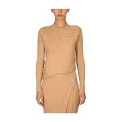 Stella McCartney Choker Sweater Beige - Elegant Dame Overdeler i Strikk -Dame-strikkegensere Salg unnamed file 837