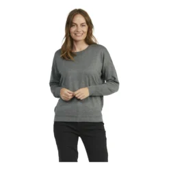 Signature Gråmelert Genser - Jensen Rund Hals, Grå Melert Genser for Dame