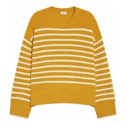Closed Stripet Crew Neck Genser i Solsikke Gul | Dame Strikkejakker & Gensere -Dame-strikkegensere Salg unnamed file 866