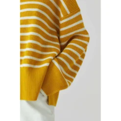 Closed Stripet Crew Neck Genser i Solsikke Gul | Dame Strikkejakker & Gensere -Dame-strikkegensere Salg unnamed file 868