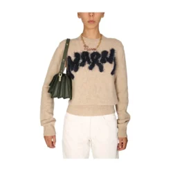 Marni Jersey med Logo Inlay i Beige - Elegant Overdel for Damer -Dame-strikkegensere Salg unnamed file 873