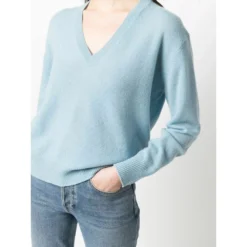 360Cashmere Sweater Blue - Elegant Dameoverdel i Mykt Kasjull -Dame-strikkegensere Salg unnamed file 894