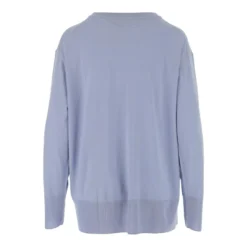 Aspesi Lettvoktet Ull Pullover - Crew Neck, Langermet, Høy Hem - Blå -Dame-strikkegensere Salg unnamed file 900