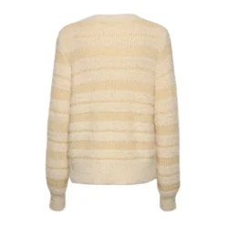 Six Ames Striper Rylee Beige - Elegant strikkejakke for damer