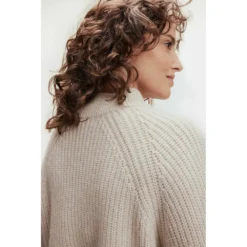 Davida Beige Chunky Structured Rib Sweater Genser - Elegant Strikkejakke for Dame -Dame-strikkegensere Salg unnamed file 989