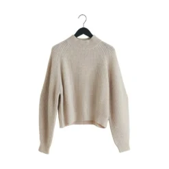 Davida Beige Chunky Structured Rib Sweater Genser - Elegant Strikkejakke for Dame -Dame-strikkegensere Salg unnamed file 990